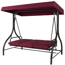 Load image into Gallery viewer, Burgundy Outdoor Patio Deck Porch Canopy Swing with Cushions