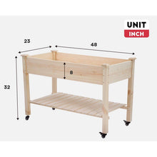 Load image into Gallery viewer, 2ft x 4ft Outdoor Solid Fir Wood Raised Garden Bed Planter Box on Locking Wheels