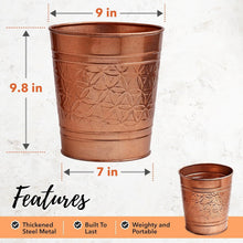 Load image into Gallery viewer, Bathroom Bedroom Metal Trash Can Waste Basket in Copper Finish