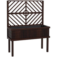 Load image into Gallery viewer, Espresso Fir Wood Elevated Raised Garden Bed With Stylish Climbing Trellis