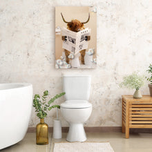 Load image into Gallery viewer, Highland Cow Reading Newspaper Canvas Wall Art
