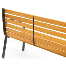 Load image into Gallery viewer, Outdoor Black Metal Frame Garden Bench with Wood Slats and Curved Armrests