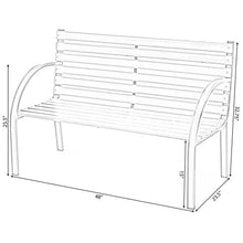 Load image into Gallery viewer, Outdoor Black Metal Frame Garden Bench with Wood Slats and Curved Armrests