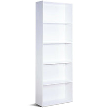 Load image into Gallery viewer, Modern 5-Tier Bookcase Storage Shelf in White Wood Finish