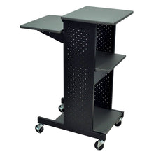 Load image into Gallery viewer, Dark Grey Metal Multifunction Mobile Stand-Up Computer Desk Workstation