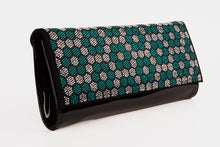Load image into Gallery viewer, The Doha Black Leather Glitter Clutch