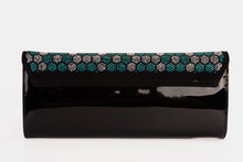 Load image into Gallery viewer, The Doha Black Leather Glitter Clutch