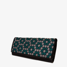 Load image into Gallery viewer, The Doha Black Leather Glitter Clutch