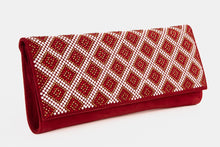 Load image into Gallery viewer, The Nampula Red Glitter Suede Leather Clutch