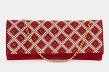 Load image into Gallery viewer, The Nampula Red Glitter Suede Leather Clutch