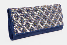 Load image into Gallery viewer, The Nampula Sax Blue Glitter Suede Leather Clutch