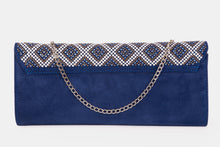 Load image into Gallery viewer, The Nampula Sax Blue Glitter Suede Leather Clutch