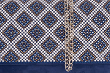 Load image into Gallery viewer, The Nampula Sax Blue Glitter Suede Leather Clutch