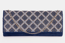Load image into Gallery viewer, The Nampula Sax Blue Glitter Suede Leather Clutch