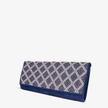 Load image into Gallery viewer, The Nampula Sax Blue Glitter Suede Leather Clutch