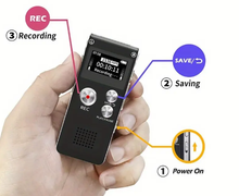 Load image into Gallery viewer, 8GB Digital Voice Recorder &amp; MP3 Player – Portable Audio for Meetings &amp; Lectures