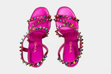 Load image into Gallery viewer, The Caris Fuchsia Block Heel Spike Leather Women Sandal Final Sale!
