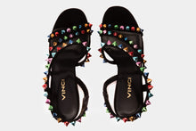 Load image into Gallery viewer, The Caris Black Block Heel Spike Leather Women Sandal Final Sale!