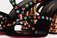 Load image into Gallery viewer, The Caris Black Block Heel Spike Leather Women Sandal Final Sale!