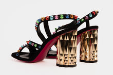 Load image into Gallery viewer, The Caris Black Block Heel Spike Leather Women Sandal Final Sale!