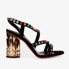 Load image into Gallery viewer, The Caris Black Block Heel Spike Leather Women Sandal Final Sale!