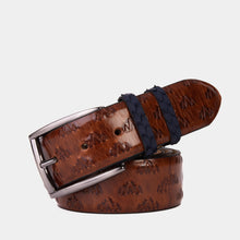 Load image into Gallery viewer, The Caesars Tan &amp; Navy Leather Belt