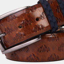 Load image into Gallery viewer, The Caesars Tan &amp; Navy Leather Belt