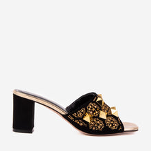 Load image into Gallery viewer, The Chantilly Black Glitter Leather Women Sandal