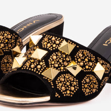 Load image into Gallery viewer, The Chantilly Black Glitter Leather Women Sandal