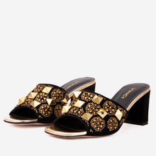 Load image into Gallery viewer, The Chantilly Black Glitter Leather Women Sandal