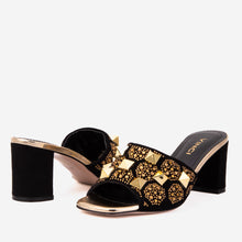 Load image into Gallery viewer, The Chantilly Black Glitter Leather Women Sandal