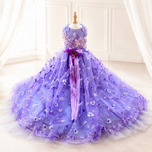 Load image into Gallery viewer, Luxury Purple Princess Dog Dress Floral Lace Tulle Wedding Gown for Small Dogs