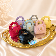 Load image into Gallery viewer, Luxury Mini Waste Bag Holder for Dogs – Quilted Pet Poop Bag Dispenser Purse with Gold Chain