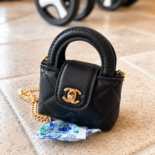 Load image into Gallery viewer, Luxury Mini Waste Bag Holder for Dogs – Quilted Pet Poop Bag Dispenser Purse with Gold Chain
