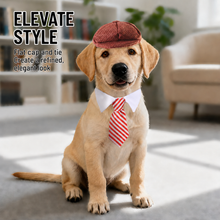 Load image into Gallery viewer, Vintage Flat Cap &amp; Tie Set for Dogs and Cats Gentleman Pet Costume Accessories