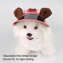 Load image into Gallery viewer, Cute Bear Ear Pet Sun Visor Hat Adjustable Dog Cap UV Protection Summer Puppy Sun Hat