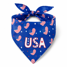Load image into Gallery viewer, USA Patriotic Heart Print Dog Bandana Collar Scarf – Independence Day Pet Neckerchief for Small Medium Large Dogs