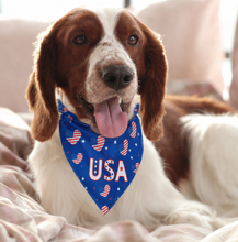 Load image into Gallery viewer, USA Patriotic Heart Print Dog Bandana Collar Scarf – Independence Day Pet Neckerchief for Small Medium Large Dogs