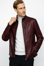 Load image into Gallery viewer, The Blanchard Burgundy Leather Men Jacket