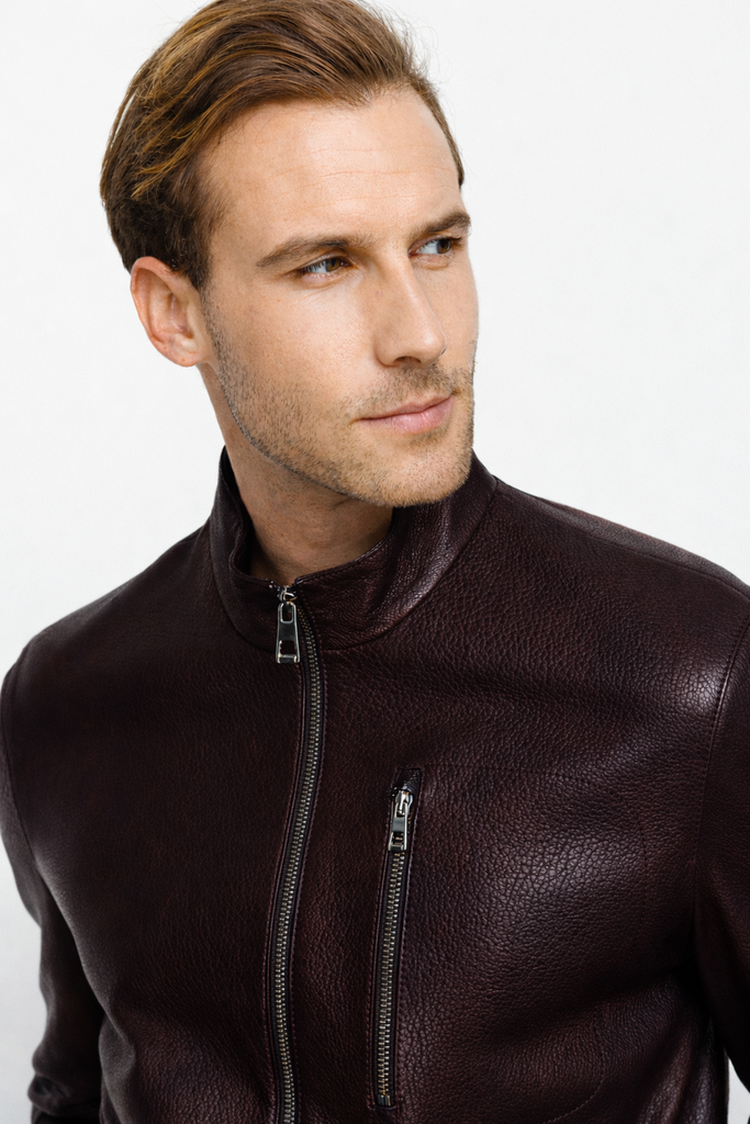 The Blanchard Burgundy Leather Men Jacket