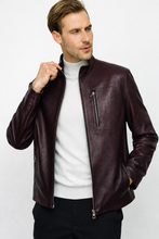 Load image into Gallery viewer, The Blanchard Burgundy Leather Men Jacket