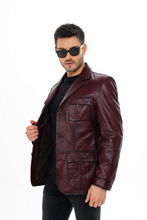 Load image into Gallery viewer, The Ravenna Burgundy Leather Men Jacket