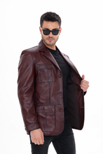 Load image into Gallery viewer, The Ravenna Burgundy Leather Men Jacket