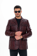 Load image into Gallery viewer, The Ravenna Burgundy Leather Men Jacket