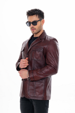 Load image into Gallery viewer, The Ravenna Burgundy Leather Men Jacket