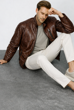 Load image into Gallery viewer, The Boss Pythn Dark Brown Leather Men Jacket Exclusive Limited Edition