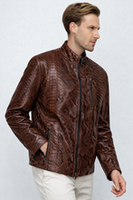 Load image into Gallery viewer, The Boss Pythn Dark Brown Leather Men Jacket Exclusive Limited Edition