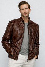 Load image into Gallery viewer, The Boss Pythn Dark Brown Leather Men Jacket Exclusive Limited Edition