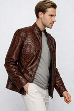 Load image into Gallery viewer, The Boss Pythn Dark Brown Leather Men Jacket Exclusive Limited Edition