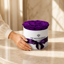 Load image into Gallery viewer, Classic White Box | Bright Purple Roses